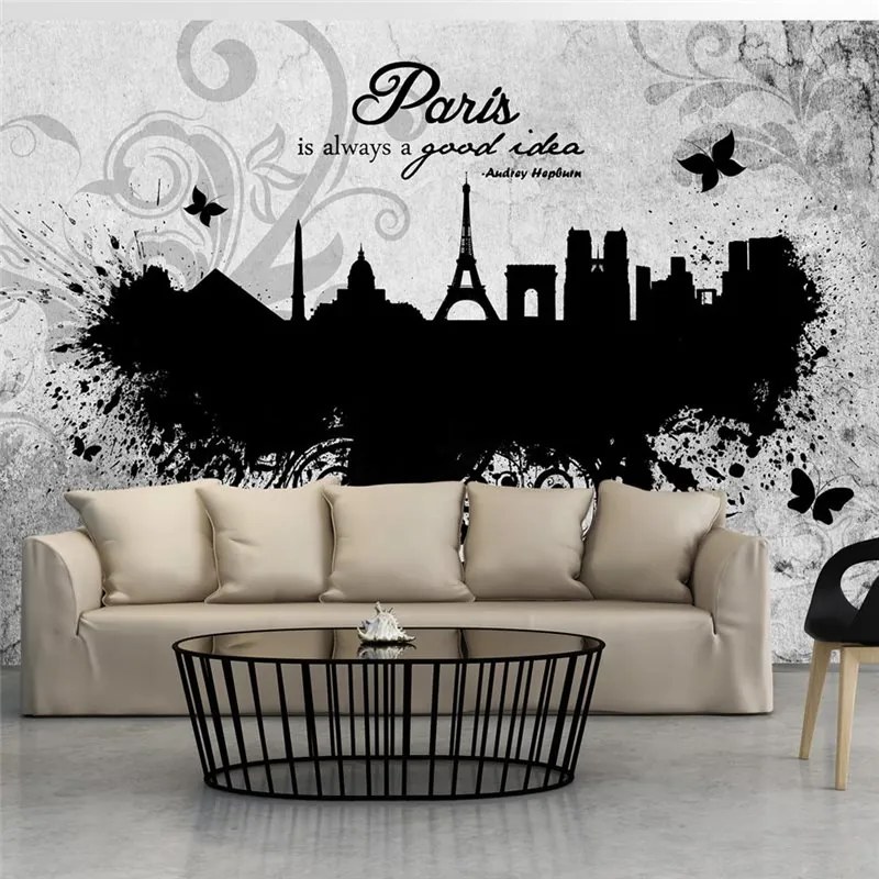 Fotomurale  Paris is always a good idea  black and white  Colore bianco e nero, Dimensioni e Misure 100x70