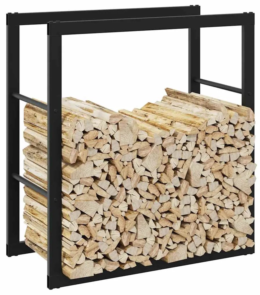 Rastrelliera Per Legna Da Ardere Nera 55x30x61 Cm İn Acciaio /
