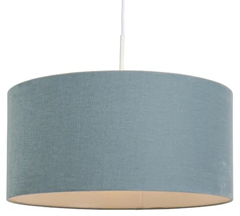Lampada a sospensione bianca con paralume blu 50 cm - Combi 1