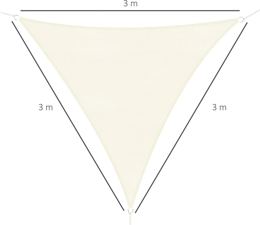 Tenda Vela da Giardino Triangolare in HDPE Bianco Avorio 3x3x3m...