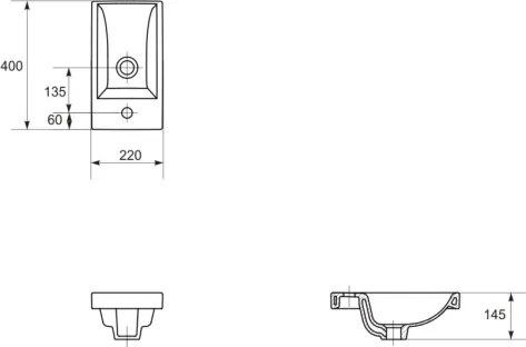 Cersanit K32-001-BOX - Lavabo da incasso COMO 22x40 cm ceramica/bianco lucido