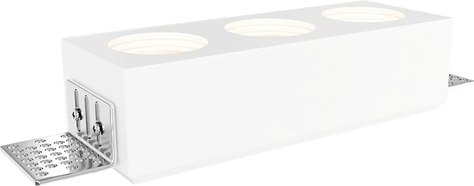 Portafaretto Rettangolare 220x80mm 3xGU10 in Gesso Pitturabile