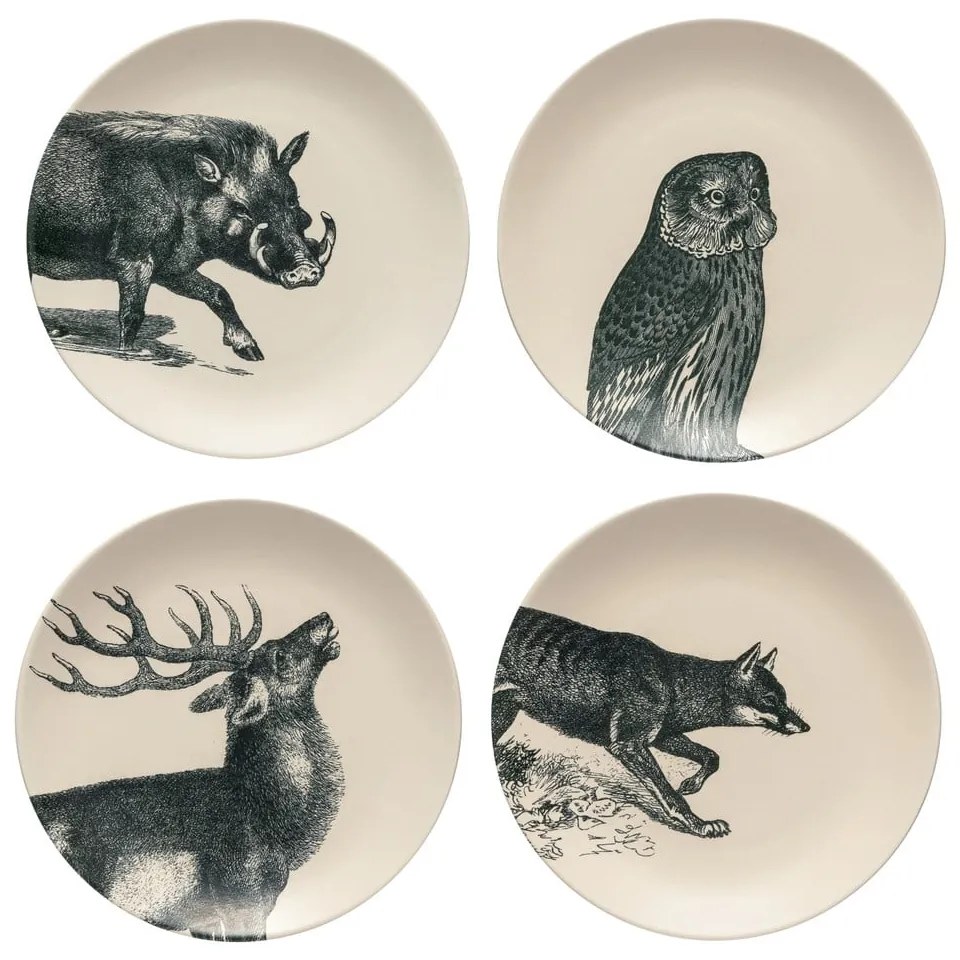 Piatti da dessert beige-neri in set di 4 pezzi in gres ø 22 cm Elements - Costa Nova