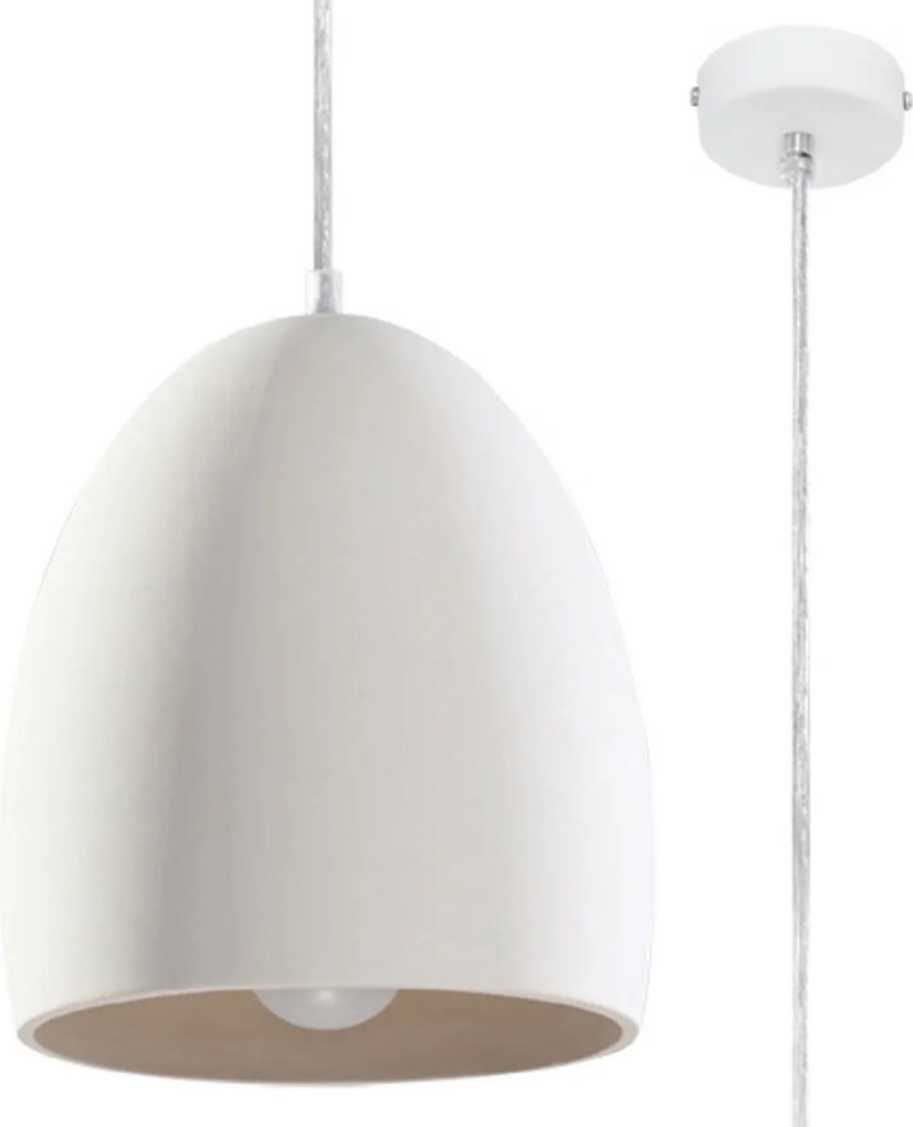 Lampada a Sospensione FLAWIUSZ E27 in Ceramica Bianca