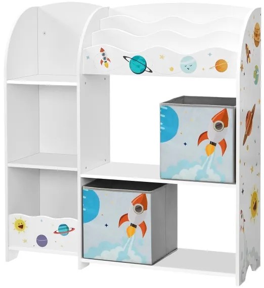 Libreria per bambini ANET con scatole in tessuto bianco