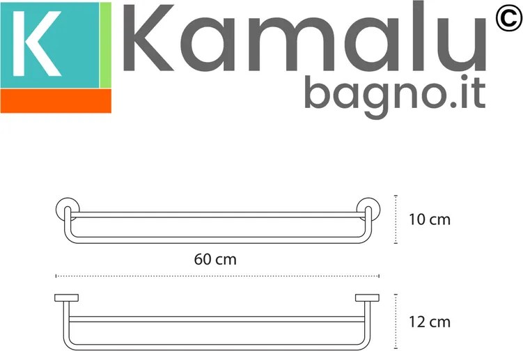 Kamalu - Porta salviette barra doppia 60 cm in acciaio inox bianco opaco | Monde-B