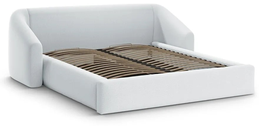 Letto matrimoniale imbottito grigio chiaro con contenitore con rete inclusa 160x200 cm Campi – Cosmopolitan Design