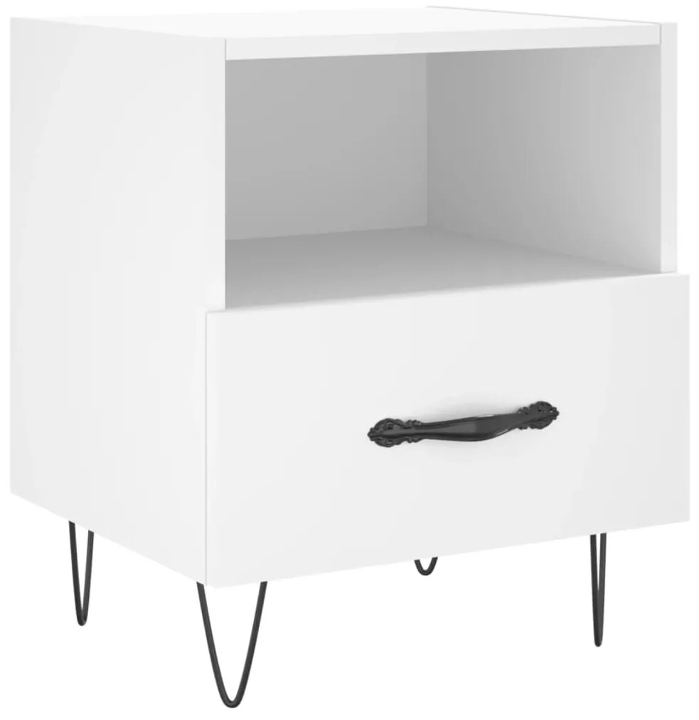 Comodini 2 pz Bianchi 40x35x47,5 cm in Legno Multistrato