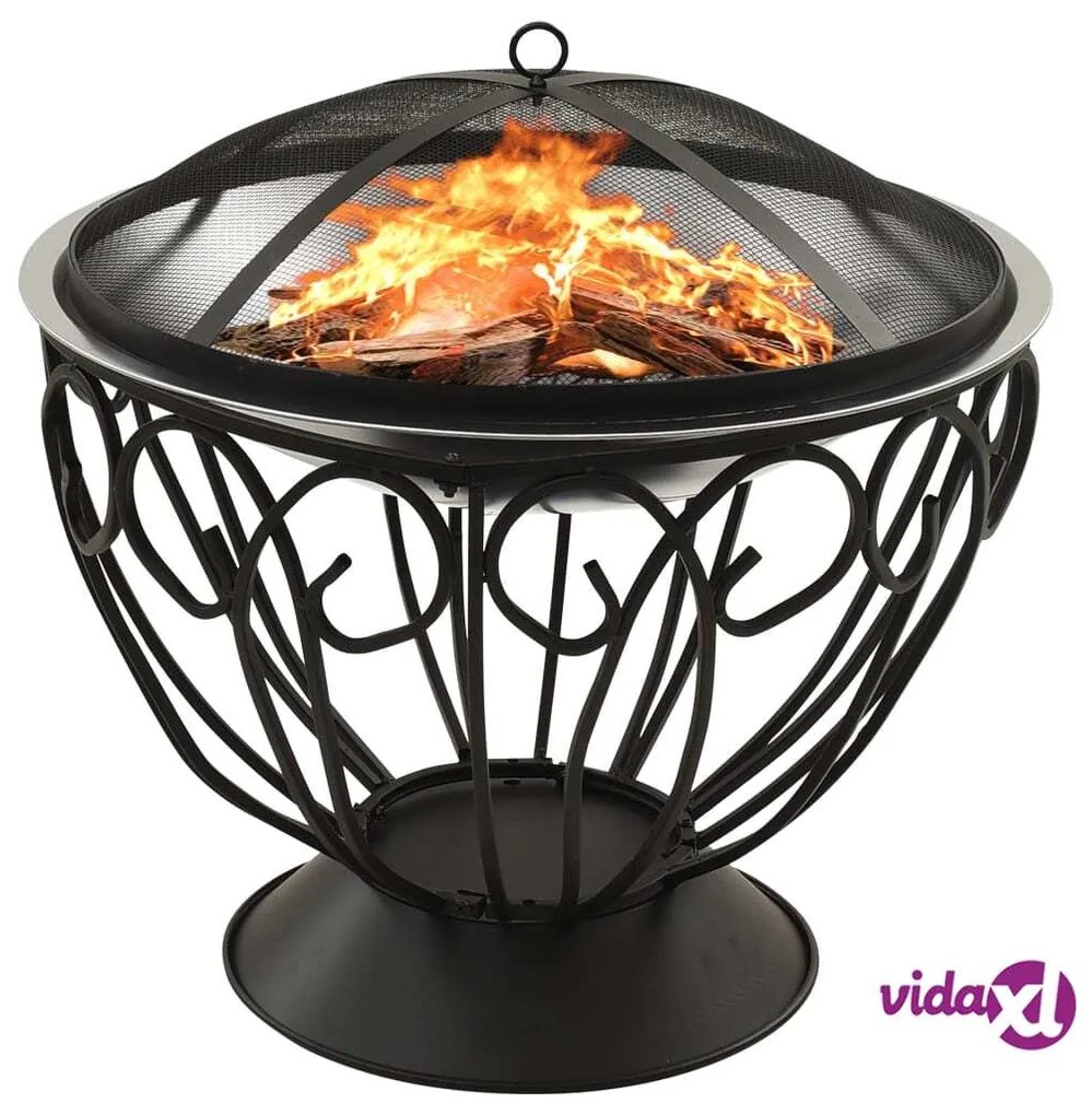 vidaXL Braciere e Barbecue 2in1 e Attizzatoio 59x59x60 cm Acciaio Inox