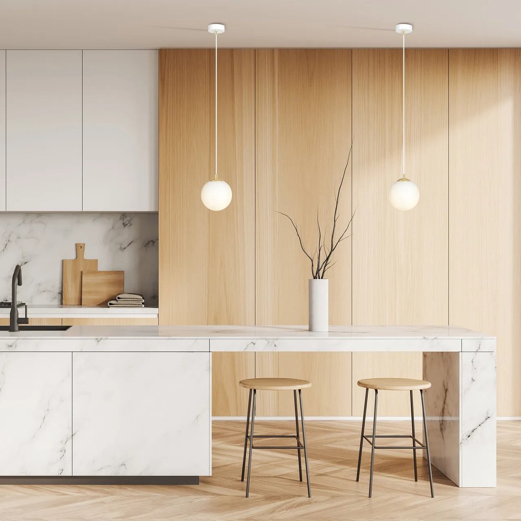 Lampadario a Sospensione in Acciaio ROYAL 1 Nero/Bianco e Oro E14