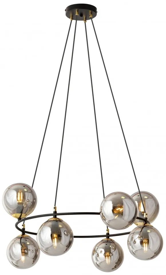 Lampadario a Sospensione AZURA 8 in Acciaio e Vetro 8xE14 Colore del corpo Nero e Grafite