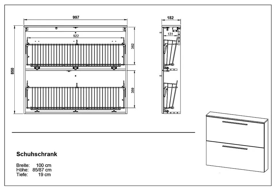 Scarpiera pensile grigia e beige Utah - Germania