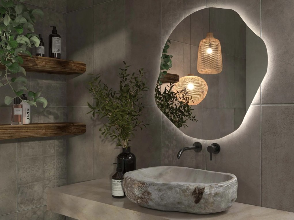 Specchio organico LED con illuminazione A35 45x46