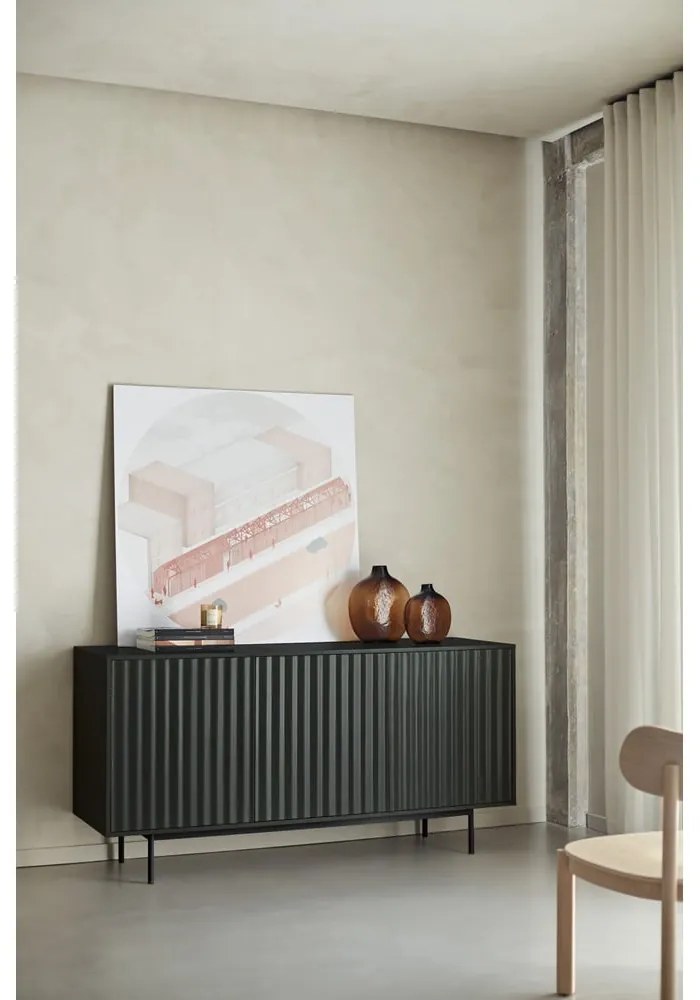 Cassettiera bassa nera 159x80 cm Sierra - Teulat