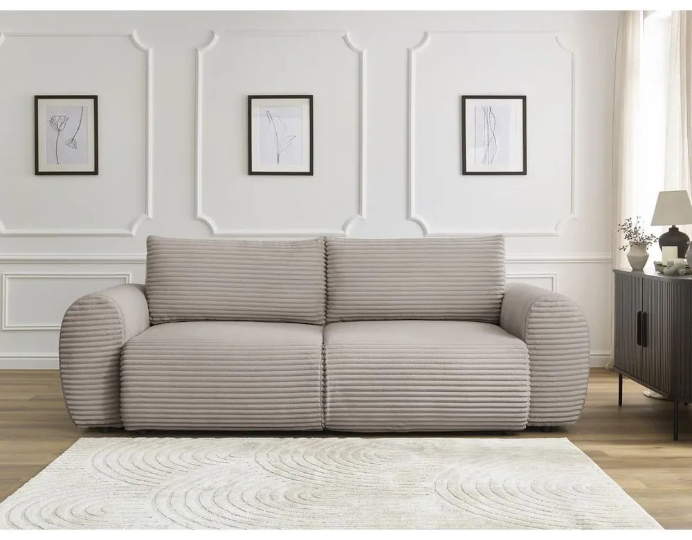 Divano in grigio chiaro/beige allungabile con rivestimento in velluto a coste 257 cm Lucien – Bobochic Paris