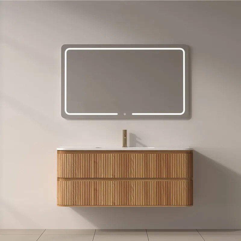 Mobile bagno cannettato 120 cm con lavabo in ceramica | KAM-NORTH-120C - KAMALU