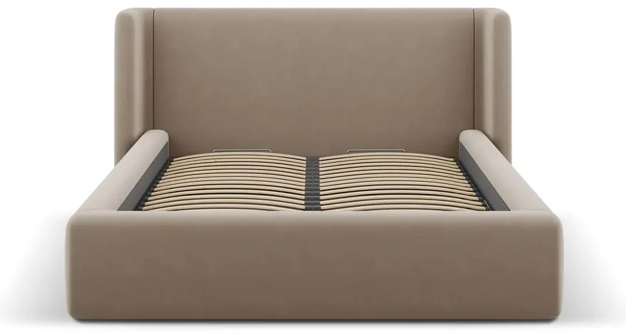 Letto matrimoniale imbottito marrone chiaro con contenitore con rete inclusa 160x200 cm Jason – Windsor &amp; Co Sofas