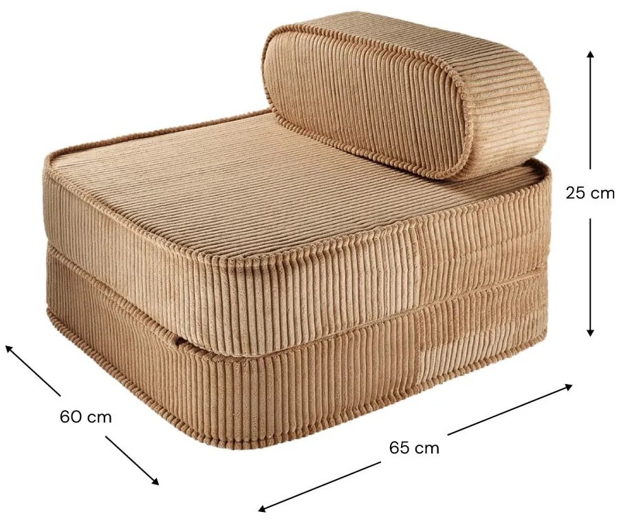 Poltrona per bambini marrone con rivestimento in velluto a coste Flip – Wigiwama