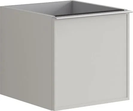 Cassettiera Pixel con 1 cassetto frontale Frame laccato opaco Beige Greige e maniglia alluminio brillante L.40 H.40 P.45,5 cm.