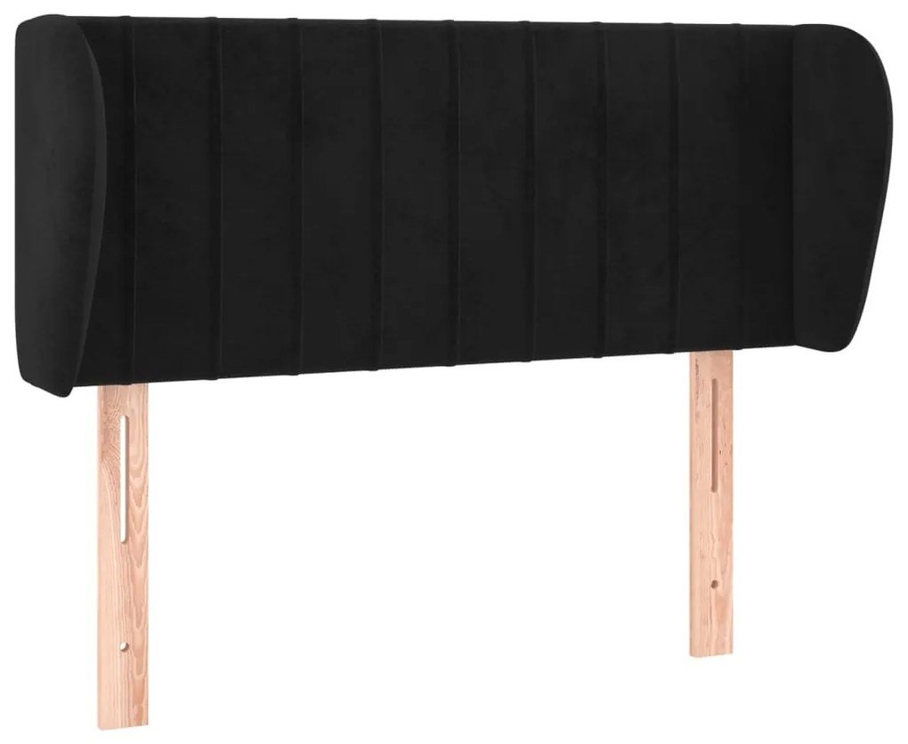 Testiera ad orecchio nera 103x23x78/88 cm in velluto