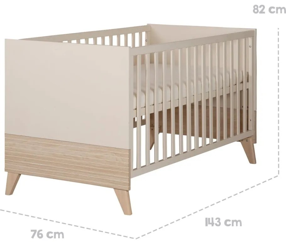 Lettino beige con altezza regolabile 70x140 cm Sidney – Roba