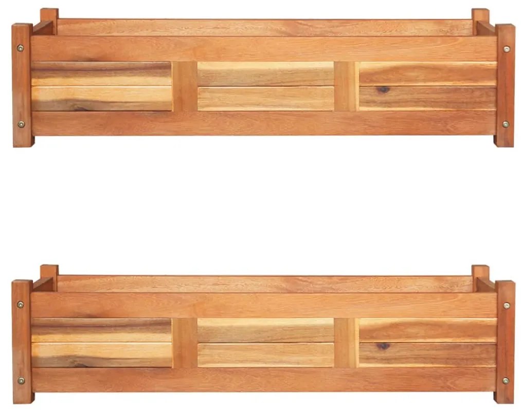 Letti Rialzati Da Giardino 2 Pz İn Legno Di Acacia 100x30x25 Cm /