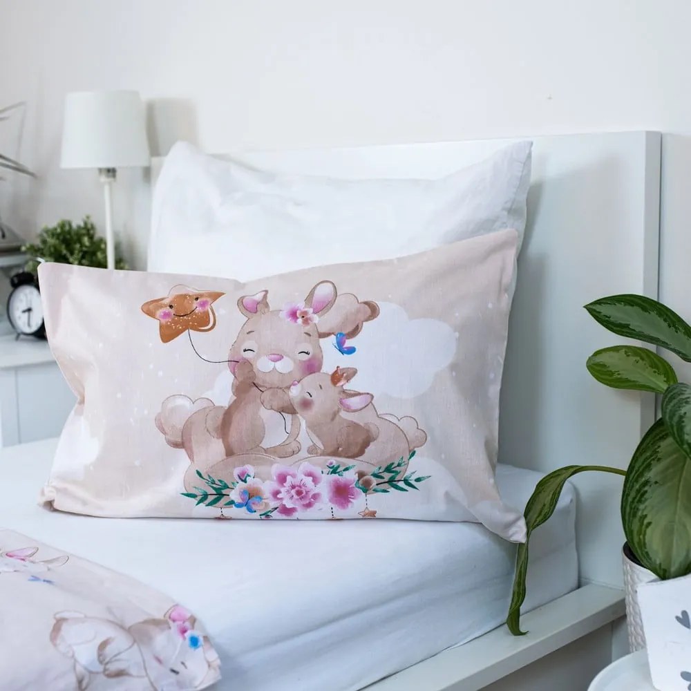 Set copripiumino e federa da bambini giallo in cotone per culla 100x135 cm Bunny "Star" – Jerry Fabrics