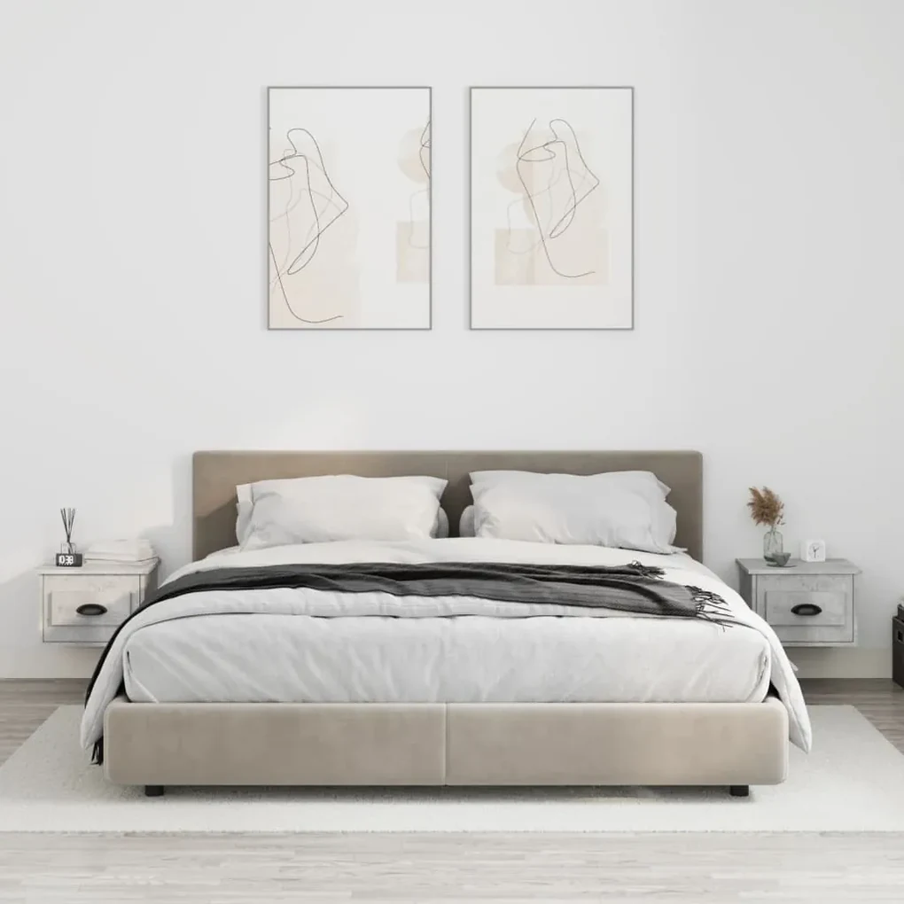 Comodini a parete 2 pz grigio cemento 41,5x36x28 cm
