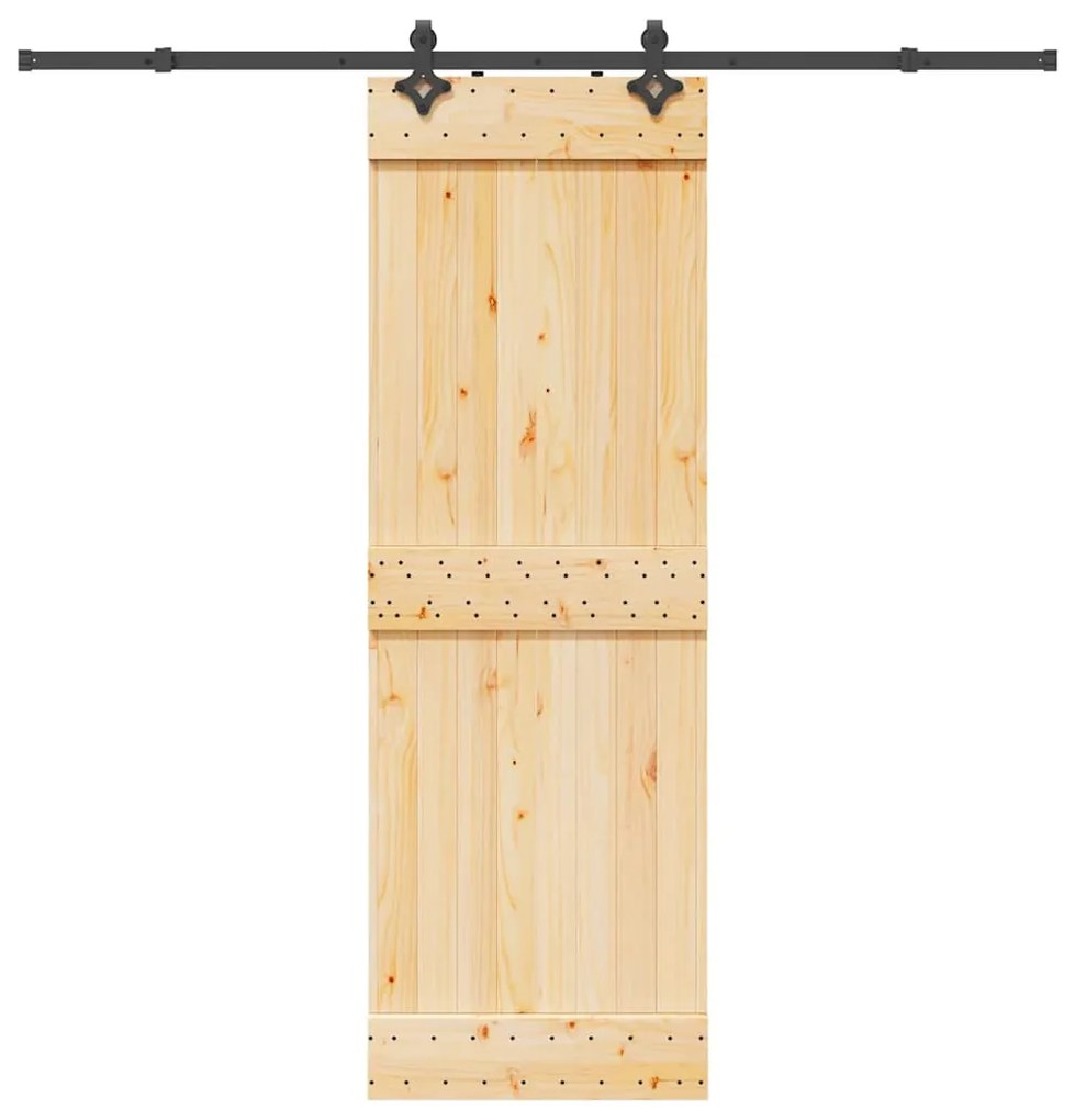 Porta Scorrevole Con Set Hardware 70x210 Cm Legno Massello Pino /