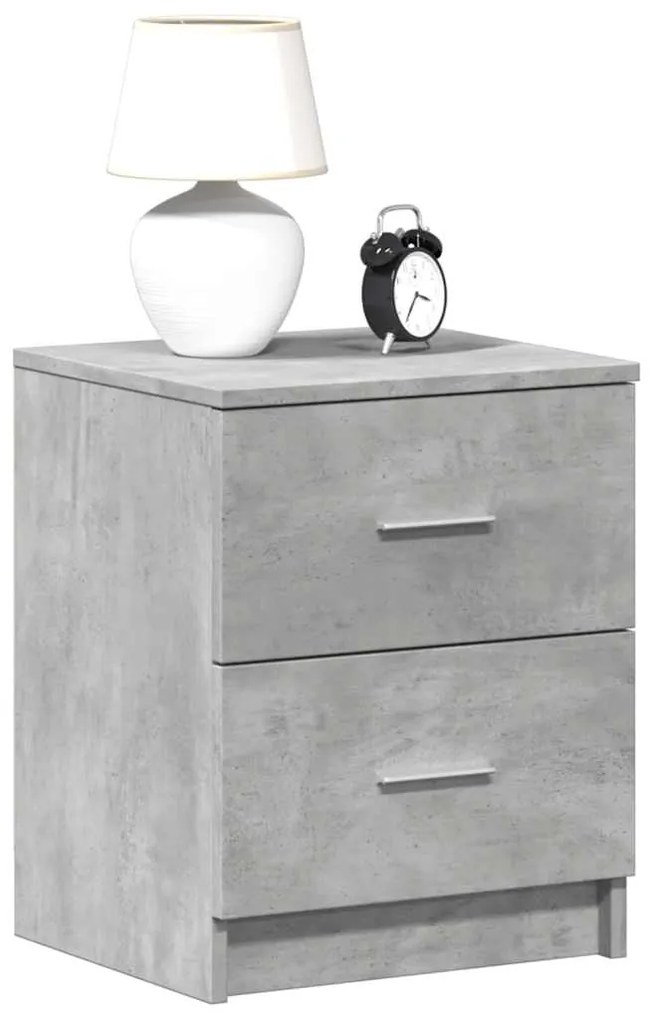 Comodino Con 2 Cassetti Grigio Cemento 40x36x50 Cm /
