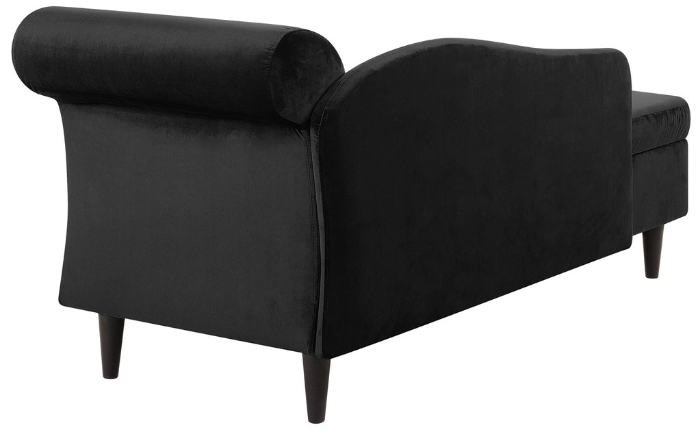 Chaise longue in velluto nero versione destra LUIRO Beliani
