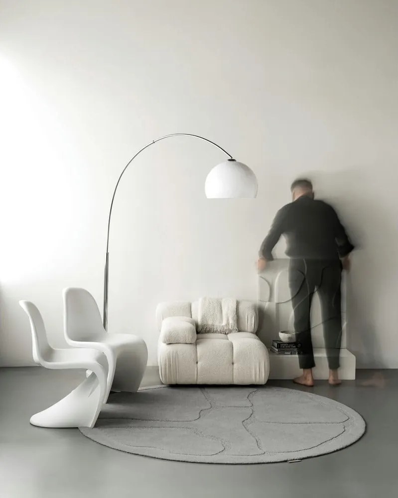 Tappeto rotondo in lana grigia ø 200 cm Morphic Organica - Agnella