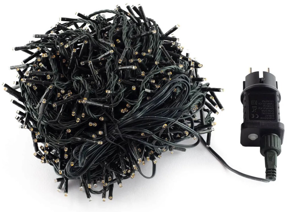 Catenaria Natalizia LED 8 GIOCHI DI LUCE 38m C.VERDE IP44 Colore Bianco Caldo 2200 - 2300 °K