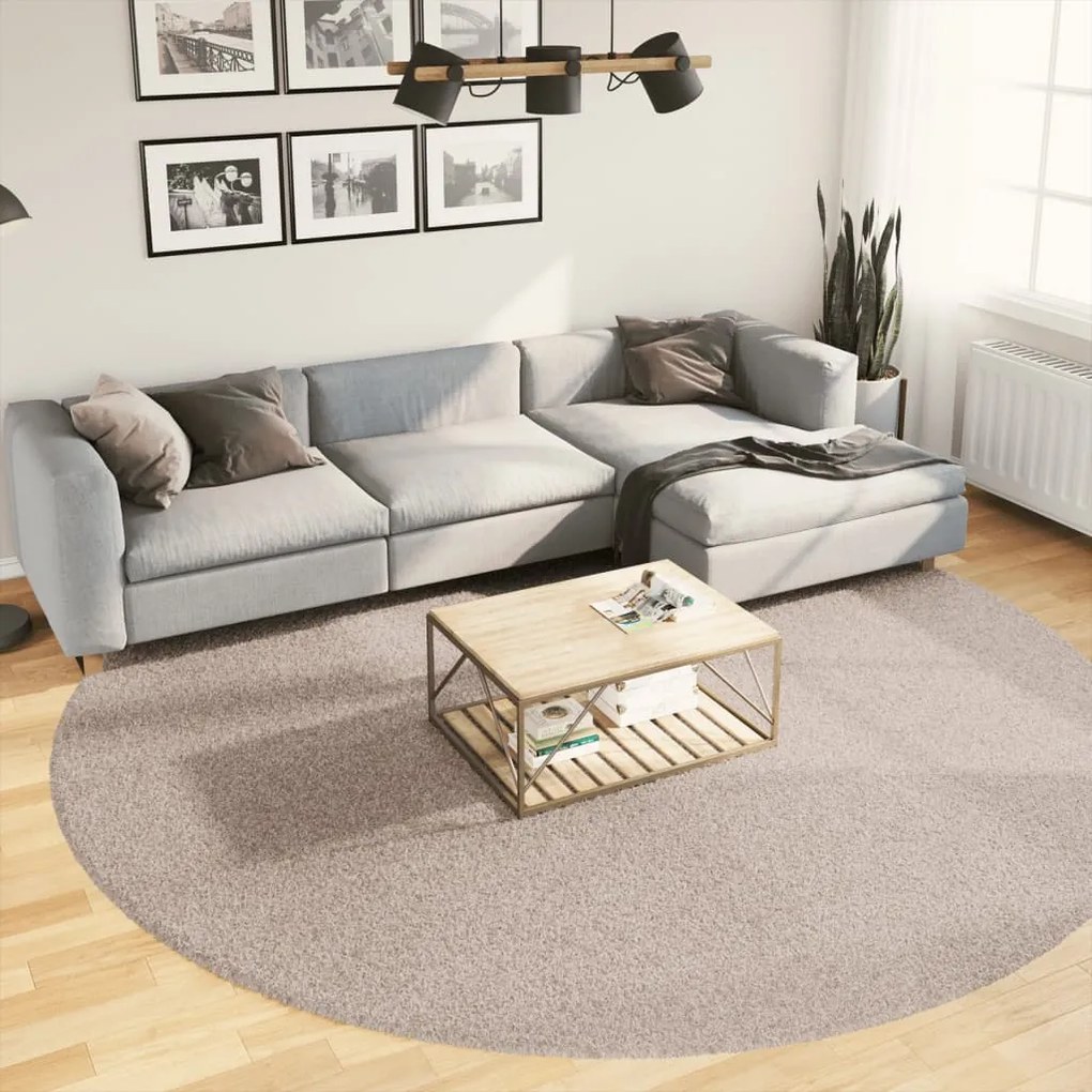 Tappeto Shaggy Pamplona A Pelo Lungo Moderno Beige Ø 280 Cm /
