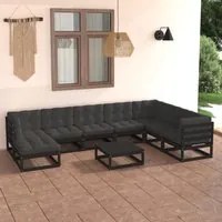 Set Divani da Giardino 9 pz con Cuscini Legno Massello di Pino 3076773