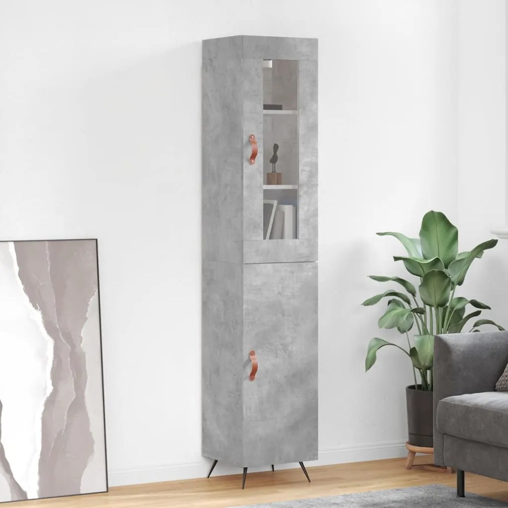 Credenza Grigio Cemento 34,5x34x180 Cm İn Legno Multistrato /