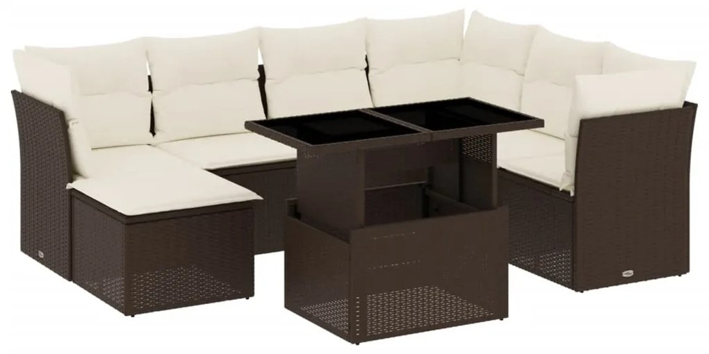 Set divani da giardino 8 pz con cuscini marrone in polyrattan