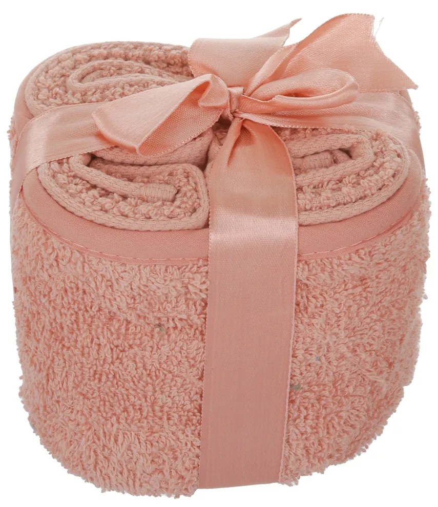 Set 4 lavette asciugamani cotone corallo 30x30 cm Pop Corn