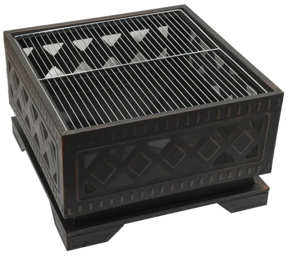 Griglia portatile a legna con griglia nera/patinata