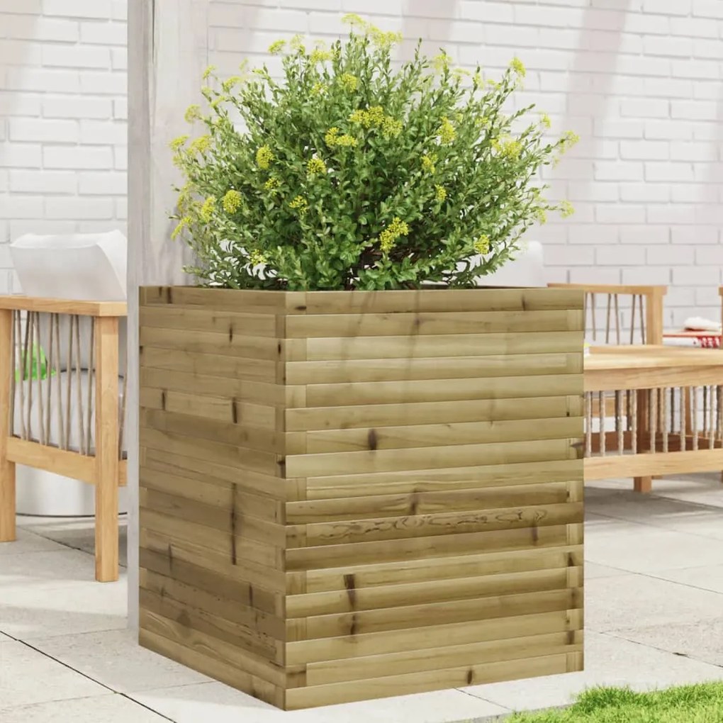 Fioriera Da Giardino 60x60x68,5 Cm İn Legno Di Pino Impregnato /