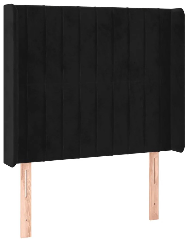 Testiera a led nera 83x16x118/128 cm in velluto