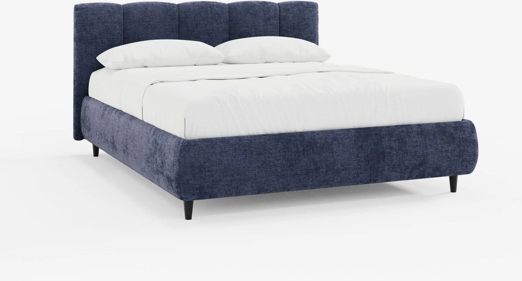 ARKAM letto imbottito con vano contenitore e testiera a lavorazione verticale - design shabby chic in tessuto certificato Oeko-Tex®