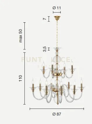 Lampadario tebe 12 luci trasparente e cromo attacco e14 d.87cm