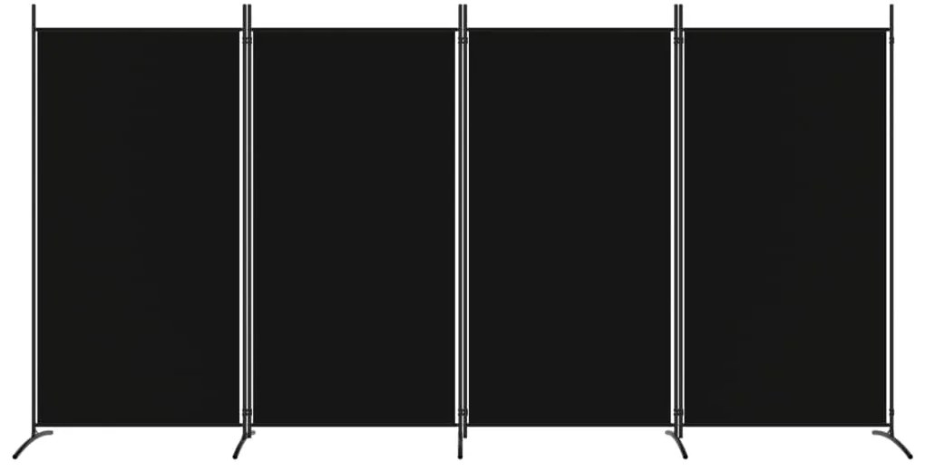 Divisorio a 4 pannelli nero 346x180 cm in tessuto