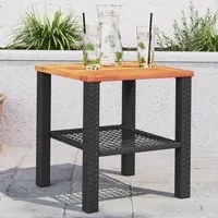 Tavolo da Giardino Nero 40x40x42cm in Polyrattan e Legno Acaciacod mxl 115693