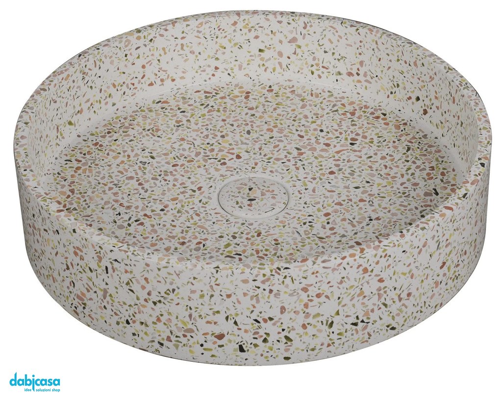 Lavabo D'Appoggio "Elpis" Da Diam.42,5 Cm Finitura Fruitcake C/Piletta Di Scarico Inclusa