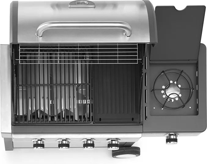 Barbecue a Gas GPL 4 Fuochi + 1 Fornello Laterale Ompagrill Indianapolis 5/B in Acciaio Inox...