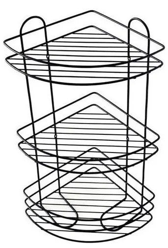Mensola da doccia a 3 ripiani 23x58 cm nera