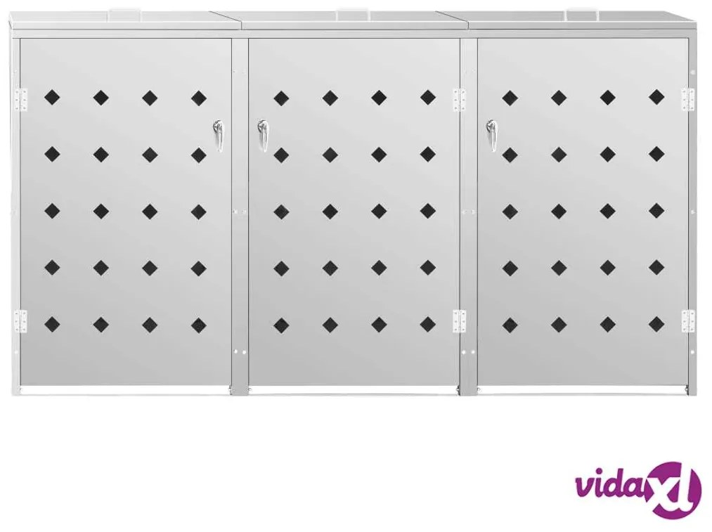 vidaXL Copribidone per Spazzatura Triplo 240 L in Acciaio Inox