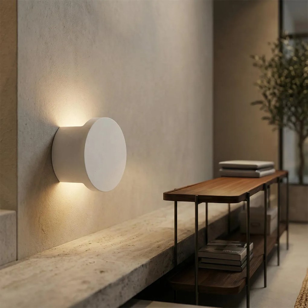 Applique Rotonda da Parete G9 DISCO in Gesso Pitturabile